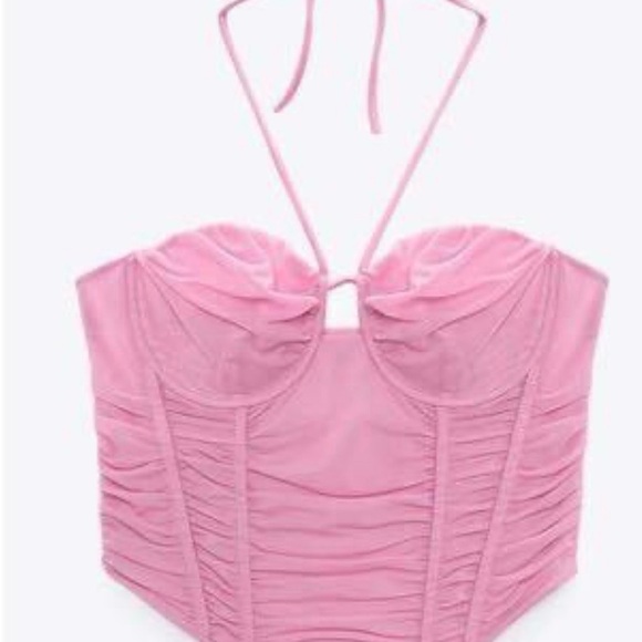 Zara Pink Halter Ruched Bustier - Picture 1 of 2